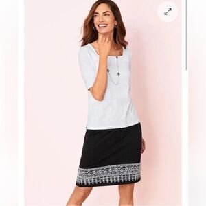 Kate Spade Skirt the Rules skirt Tribal Geometric embroidered trim sz 8 black